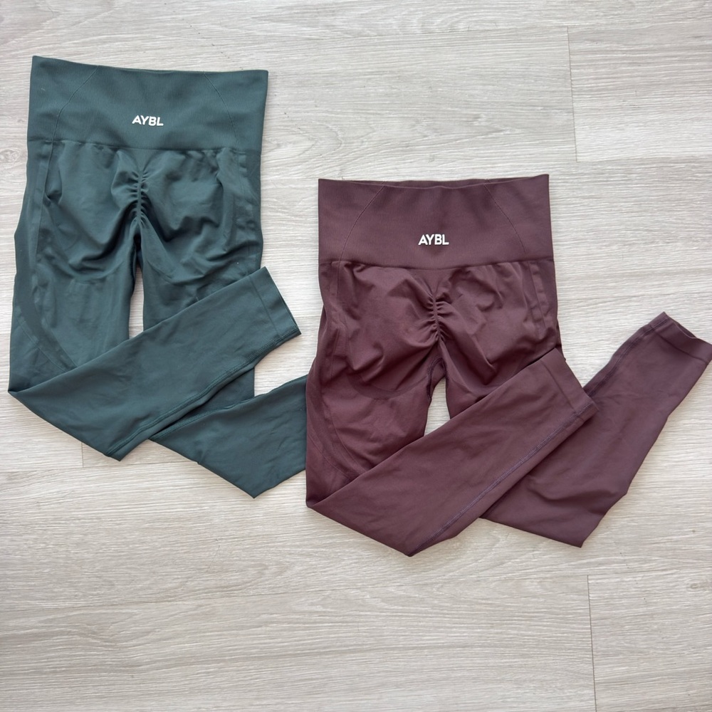 AYBL Women's Leggings - Forest Green and Burgundy
